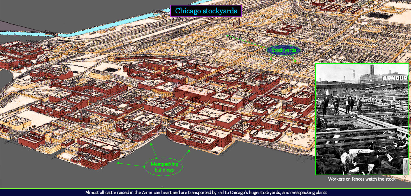 Chicago stockyards, 1890 map